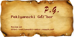 Peklyanszki Gábor névjegykártya
